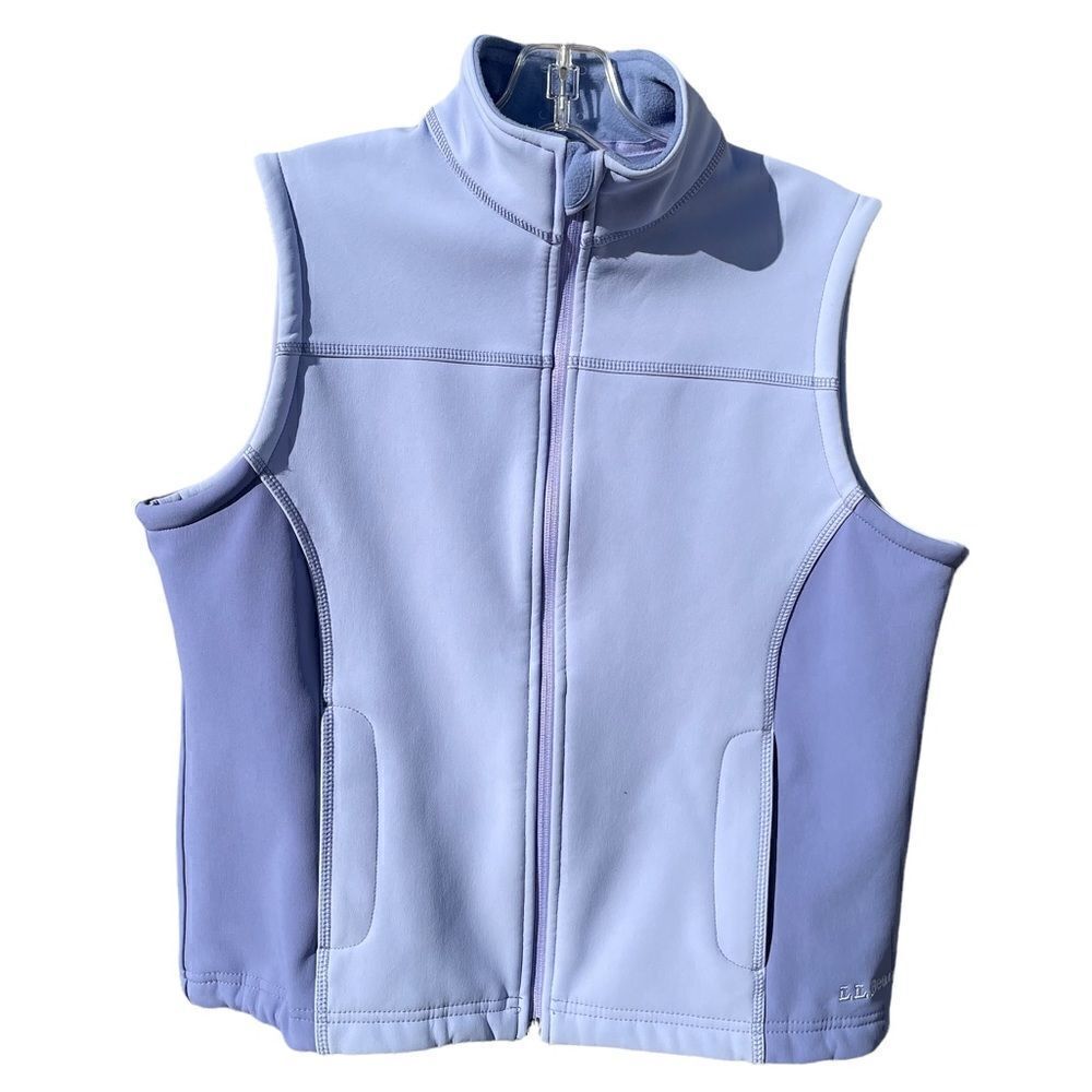 L.L. Bean Soft Shell Vest Purple Full Zip Fleece Line Sleeveless Jacket Womens S